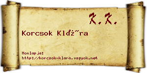Korcsok Klára névjegykártya